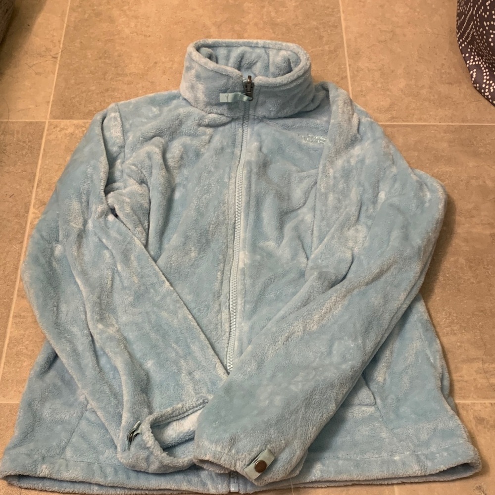 The North Face Girls Blue Teddy Jacket Plush Fleece High Collar